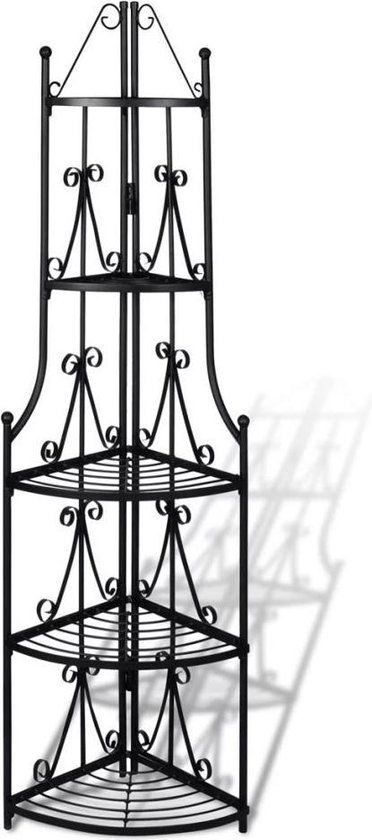 vidaXL Hoekig Plantenrek Romy - Zwart - Staal - 160 cm