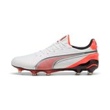 Puma King Ultimate FG/AG Voetbalschoenen Junior Wit/Rood/Zwart Maat 44