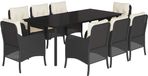 vidaXL 9-delige Tuinset poly rattan zwart