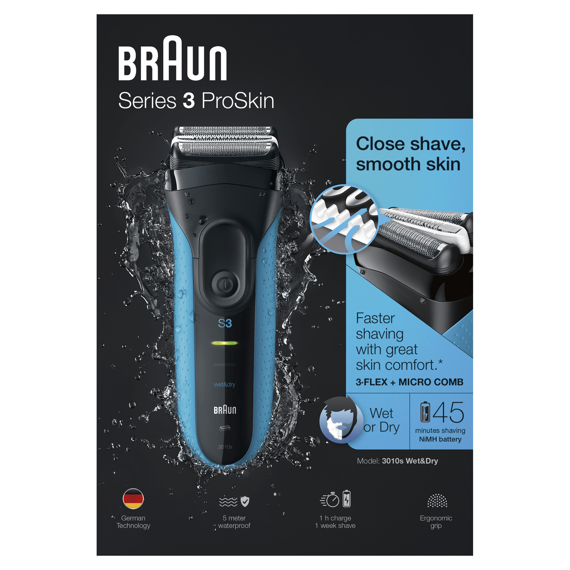 Braun Series 3 ProSkin 3010s Elektrisch Scheerapparaat Zwart