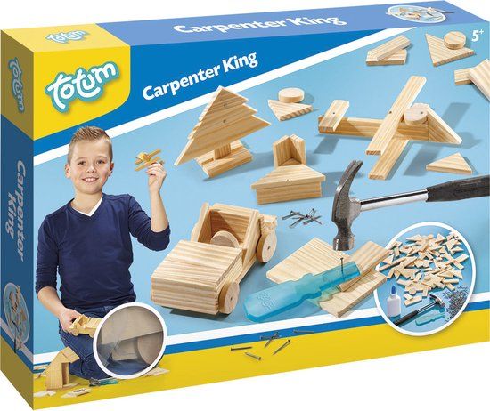 Totum Carpenter King Junior Timmerset - Houten Bouwset voor Kinderen - 75 Onderdelen - 5+ Jaar