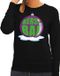 Bellatio Decorations Shoppartners Bv Foute kersttrui kerstbal paars op zwarte sweater voor dames - kersttruien M