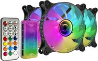 Mars Gaming MF3DKIT Zwart 3 Fan Kit ARGB 360 12cm 3D Infinity Mirror AntiVibration System ARGB Controller RF Remote Control Full Compatibility