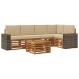vidaXL - Buiten - bank - set - 6 - st - Natuurlijk - en - Beige - Polyester