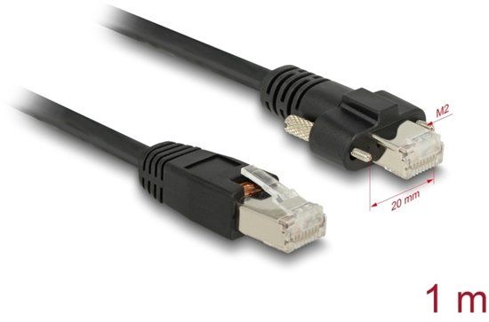 Delock GigE Camera Cable RJ45 plug to RJ45 plug with screws Cat.6 S/FTP 1 m