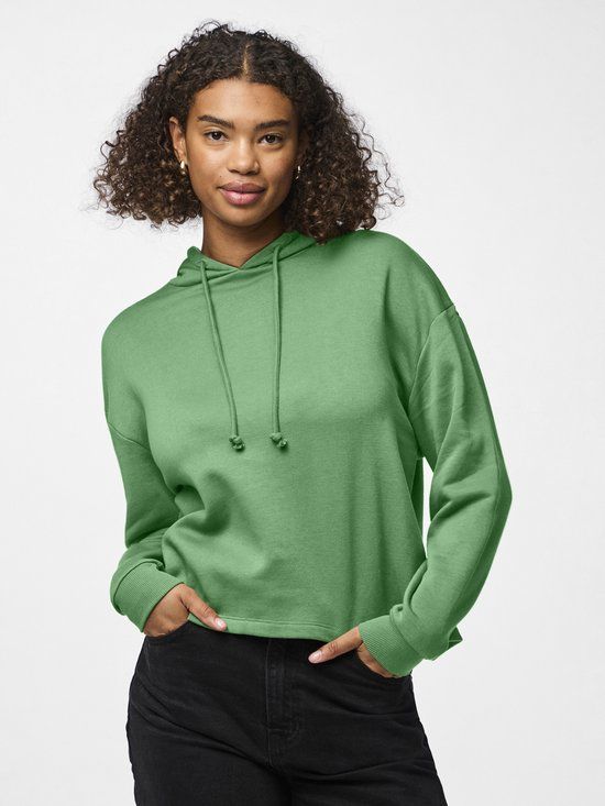 PIECES - PCCHILLI LS HOODIE NOOS BC - Dames - Sweaters - M - Katoen/Polyester - Absinthe Green