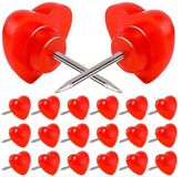 Okado Hartvormige Punaises – 10 stuks, rood, metalen punt