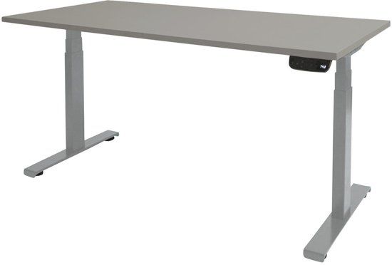 Schaffenburg Zit Sta Bureau - T-poot Elek 180x90 grijs -alu frame