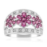 Cavill - Zilveren ring platina verguld - 925 Sterling Zilver - Rhodoliet 1,753 ct rond slijpsel - Elegante ring met Indiase rhodoliet edelstenen