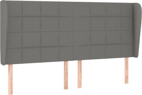 vidaXL Hoofdbord Stof Donkergrijs 163x23x118/128 cm