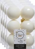 Decoris Kerstballen - 48 stuks - Wol Crème Wit - 6 cm - Kunststof - Mat/Glans