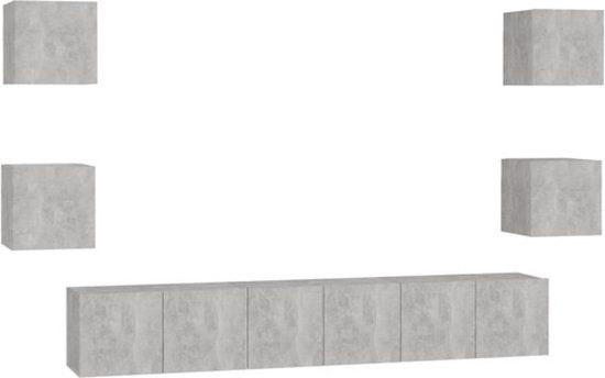 vidaXL 7-delige Tv-meubelset bewerkt hout betongrijs