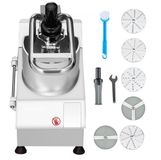 Latios Coupe-légumes et Hachoir à légumes - Robot de cuisine - Inox alimentaire - 2 Ouvertures de remplissage - 6 Disques interchangeables
