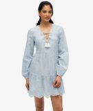 Superdry & Co Superdry Gelaagde Mini-jurk van Broderiekant - Dames - Jurken - Blauw