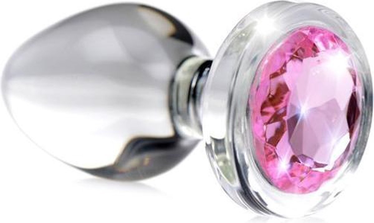 Master Series Pink Gem Anaalplug Van Glas Met Steentje - Small