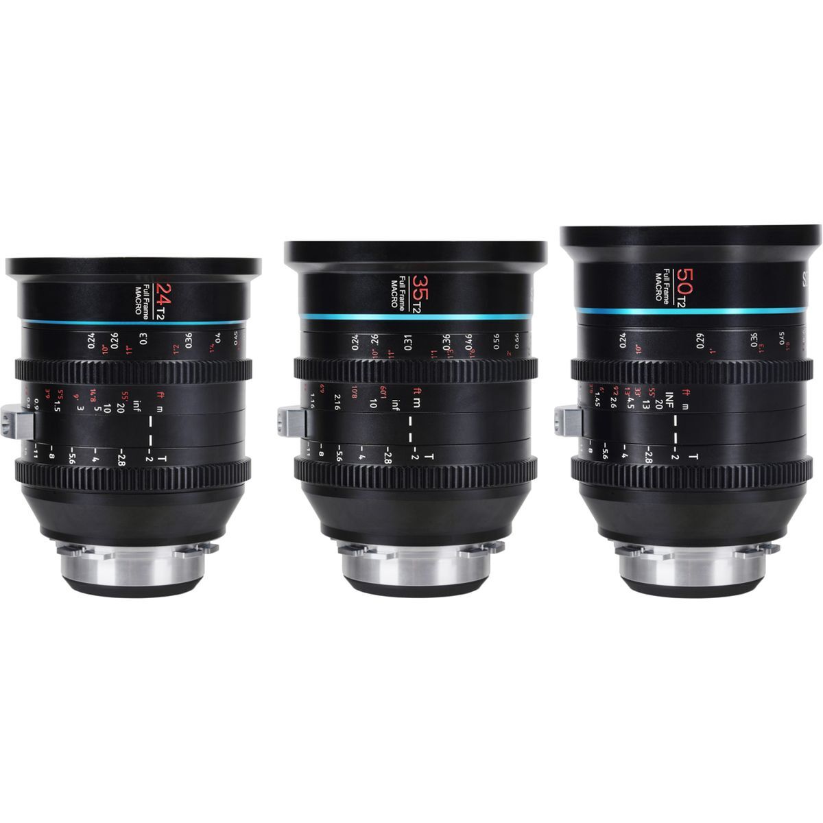 Sirui Jupiter Macro T2 Full-Frame Cine Prime Lens Set (24 mm, 35 mm en 50 mm Cinema Lens Set), voor PL-Mount Camera's, compatibel met ALEXA Mini LF, ALEXA Mini, ALEXA LF, Professionele PL-mount lens