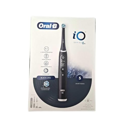 Oral-B Elektrische tandenborstel, oplaadbaar, iO 6N, zwart, 1 elektrische tandenborstel, 2 reserveborstels, reisetui + 1 Oral-B Pro-Expert-tandpasta, effectieve tandreiniging