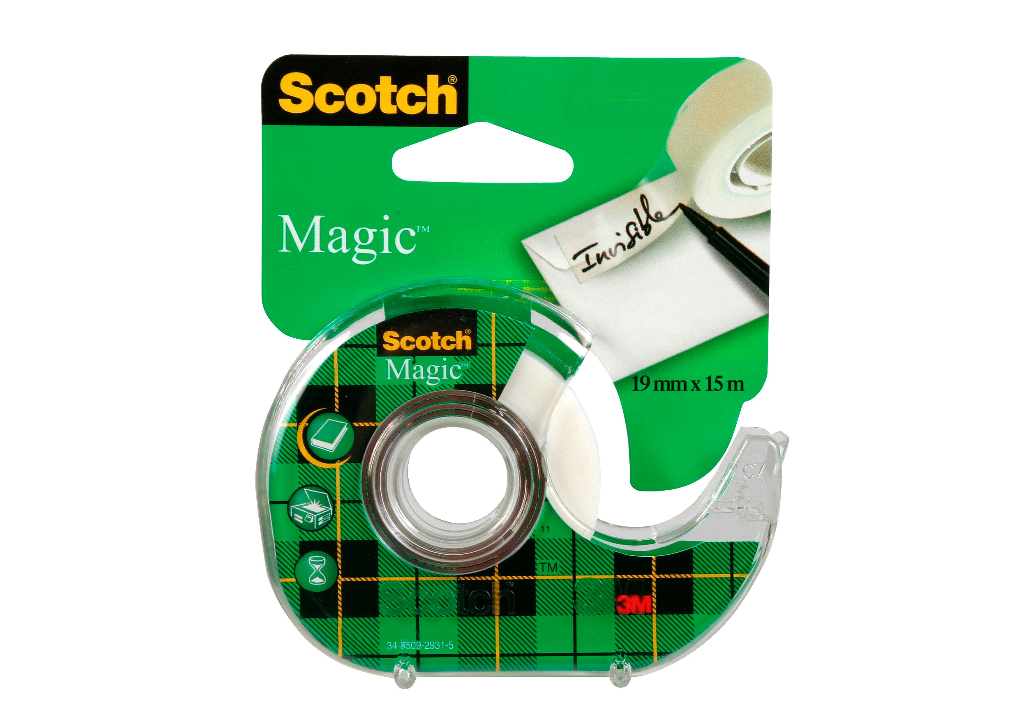 Scotch Magic Tape - Navulbare Dispenser - 19 mm x 15 m - Groen/Wit