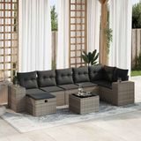 Maison Exclusive - Ensemble de meubles de jardin 8 pièces avec canapé et coussins, gris, en polyrotin