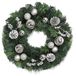 40 cm kerstkrans, kunstkrans voor de voordeur, dennennaaldenkrans met kerstballen, dennenappels, bessen, zilver
