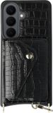 AVY Leren Hoesje Geschikt voor Samsung Galaxy S26 Plus | Met Magnetische Kaarthouder | Compatibel met MagSafe | Leather Case met Wallet | Croco Zwart