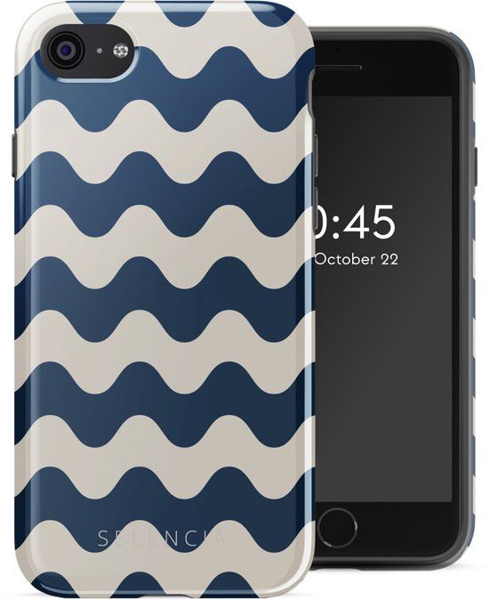 Selencia Hoesje - Geschikt voor Apple iPhone SE (2022) / SE (2020) / 8 / 7 / 6s / 6 - Backcover - Wave Vibes Classic Blue