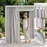 ROOM99 Garden Line Outdoorgordijn met lussen, weerbestendig, waterdicht, inkijkbescherming, zonwering, voor de tuin, 155 x 200 cm breed x hoogte, lichtgrijs