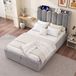 STILVORA Kinderbed 90 x 200 cm – Functiebed Met Leeslamp En Oplaadpoorten – Grote Opbergruimte Onder Bed En Hoofdbord – Fluweel – Grijs – Zonder Matras