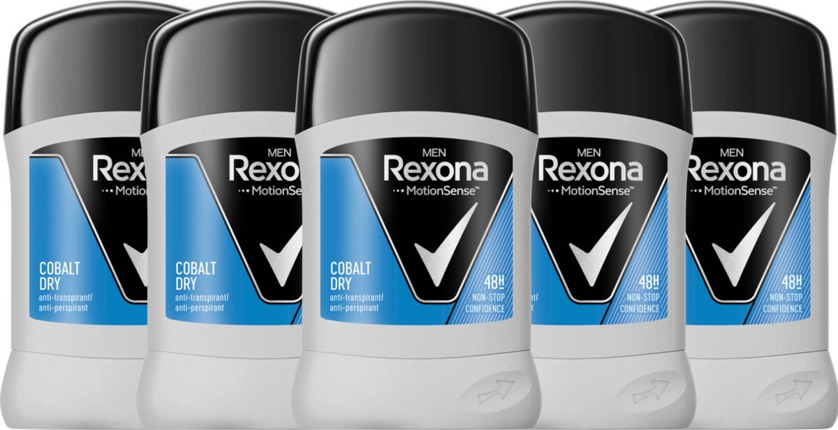 Rexona Men Motion Sense Cobalt Dry Deodorant Man - 5 x Stick - Deodorant Man Voordeelverpakking