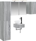 vidaXL Badkamermeubel Set 5 st Grijs Sonoma Bewerkt hout en glas