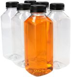 Plasticflessenshop.nl Plasticflessen.nl B.V. 6 x Sapfles Plastic 750 ml - Vierkant - PET Flessen met Dop zwart