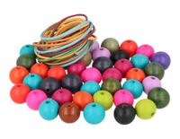 INNSPIRO Houten kralen, bal in verschillende kleuren, 20 mm en 5 m, katoendraad, 150 en ca.