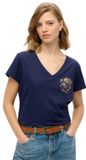 Superdry - Suika metallic relaxt T-shirt met V-hals - Dames - T-shirts