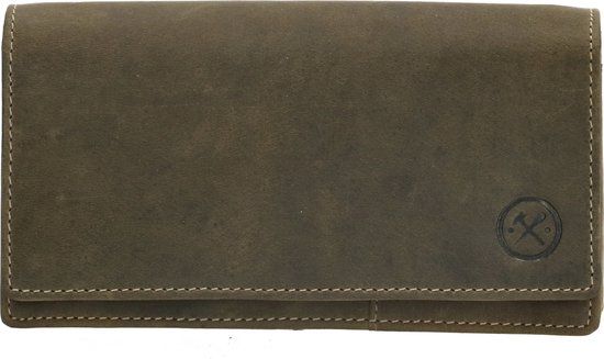 Hide & Stitches Idaho Portemonnee Unisex - Wallet met RFID-bescherming - Portefeuille van 100% Leder met overslag - Olijfgroen