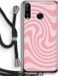 Case Company® - Huawei P30 Lite Case with Cord - Swirl Roos - Black Cord - Back Cover
