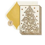 Papyrus Holiday Boxed Cards, Gold Glitter Christmas Tree, 8-Count