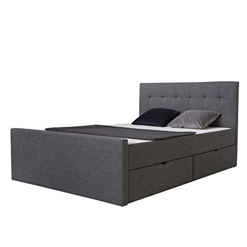 Homestyle4u 1979 - Gestoffeerd bed - 120 x 200 cm - Antraciet