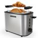 KitchenBoss broodrooster roestvrijstalen broodrooster: 2 sneetjes met broodjesopzetstuk en kruimellade, 6 bruiningsniveaus, met automatische uitschakel-/ontdooifunctie, 870W
