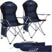 Hauki Outdoor serie opvouwbare campingstoel blauw met buisvormig stalen frame bekerhouder draagtas armleuningen lichtgewicht gewatteerde zitting belastbaar tot 150kg comfortabele vouwstoel voor vissen kamperen tuin reizen strand buitengebruik