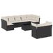 vidaXL 9-delige Loungeset met kussens, polyrattan, zwart