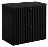 3xE living Meuble de salle de bain Suspendu sous lavabo 60 cm, Noir + Plan de travail aspect marbre Noir Royal