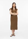 s.Oliver Robe en coton à manches longues et col en V de couleur marron