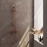 Brauer Copper Edition Glijstangset met Thermostaatkraan - Staafhanddouche - Koper Geborsteld Pvd