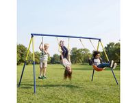 AIYAPLAY Portique Balançoire Extérieur 3-en-1 Enfants avec Accessoires