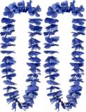 Boland Hawaii krans/slinger - 2x - Tropische kleuren blauw - Bloemen hals slingers