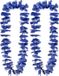 Boland Hawaii krans/slinger - 2x - Tropische kleuren blauw - Bloemen hals slingers