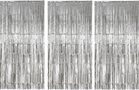 Merkloos Film muur en deur gordijn decoratie - 3x - zilver - 200 x 100 cm - Feestartikelen - Brandvertragend