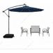 Coast Ensemble de jardin 5 pièces avec parasol suspendu de 3 m et éclairage LED - Bleu/Gris
