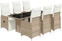 vidaXL 7-delige bistroset met kussens, polyrattan, bruin