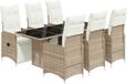 vidaXL 7-delige bistroset met kussens, polyrattan, bruin